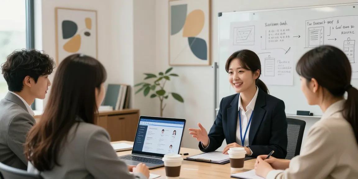Engaging consultation showcasing the benefits of 오피가이드 services in a modern workspace.