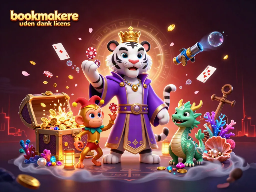 Engage with bookmakere uden dansk licens through dynamic 3D casino elements featuring a whimsical tiger and monkey.