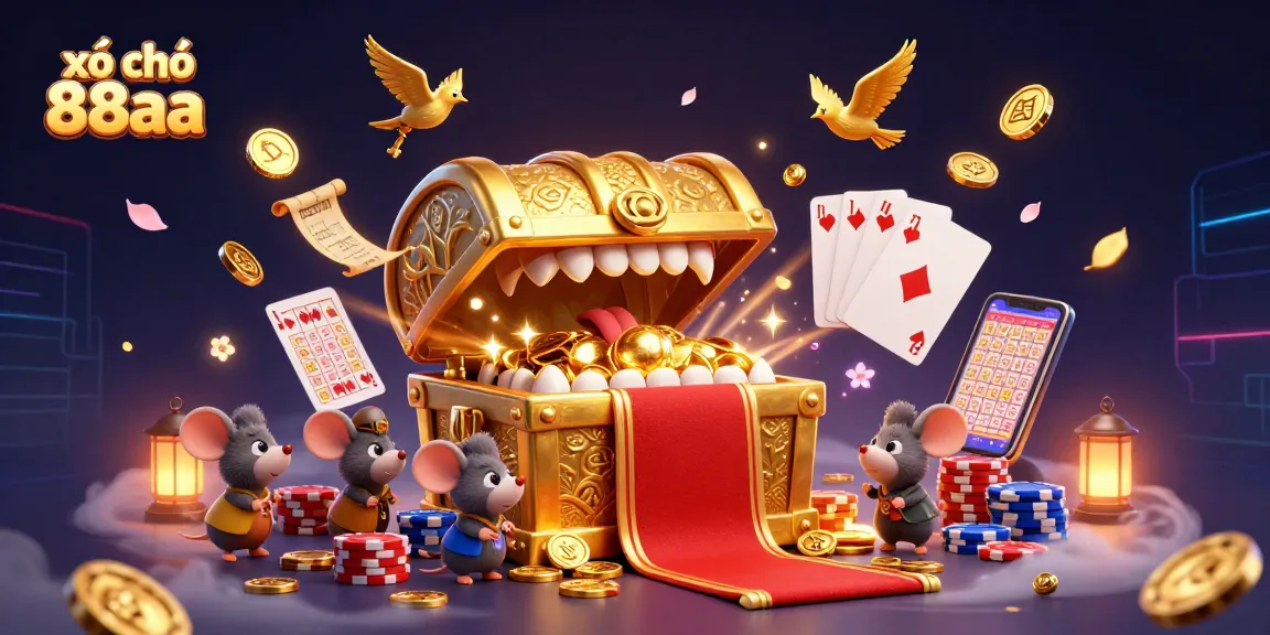 Experience the excitement of xổ số 88aa as adventurer mice chase treasures amidst vibrant casino themes and lottery elements.