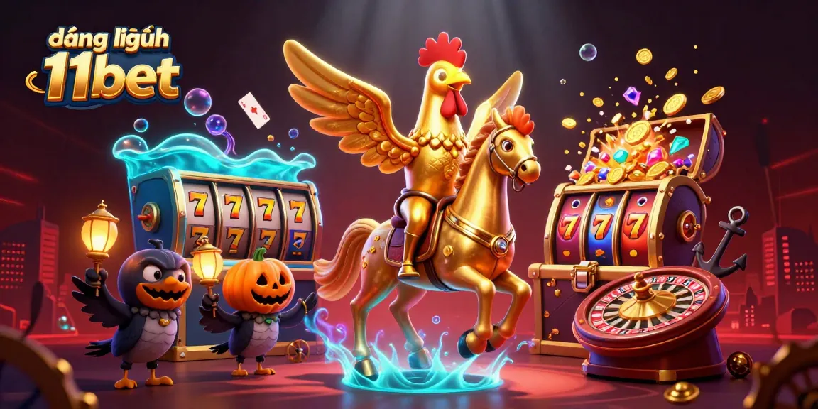 Experience thrilling đăng nhập 11bet action with golden rooster and spectral horse in vibrant casino