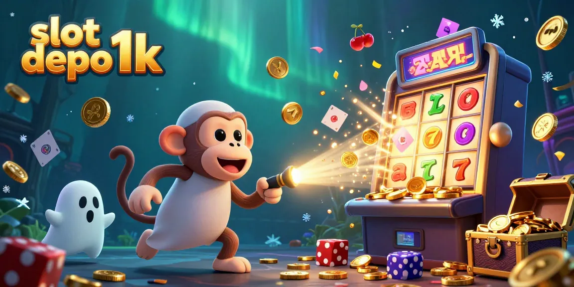 Track jackpots with the playful poltergeist monkey in a lively slot depo 1k casino scene.