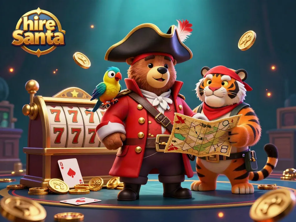 Engage in festive fun while you hire Santa with this dynamic 3D gambling scene featuring festive characters.