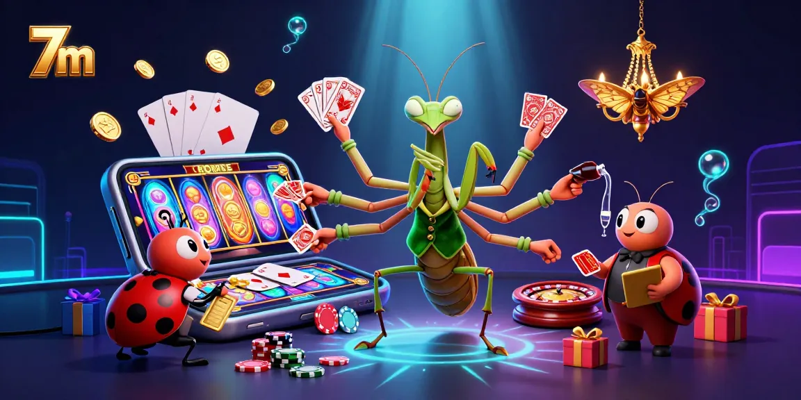 Engage with 7m slot games featuring vibrant graphics, cartoon characters, and dynamic casino elements.
