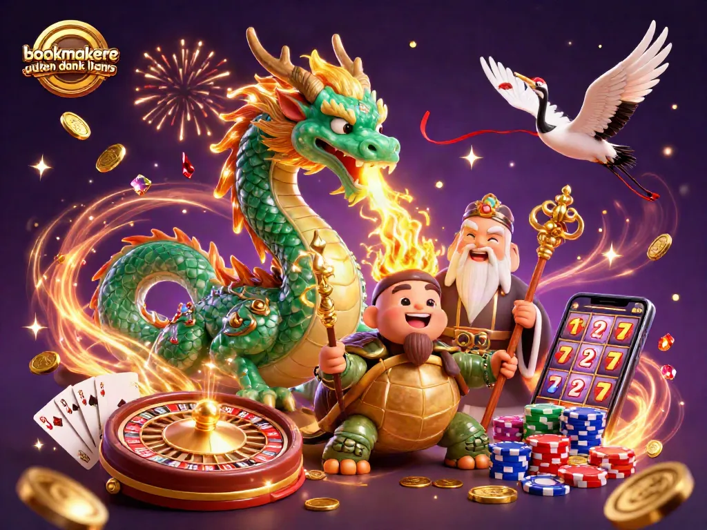 Engage with bookmakere uden dansk licens through a thrilling illustration of a dragon and sage at a casino.