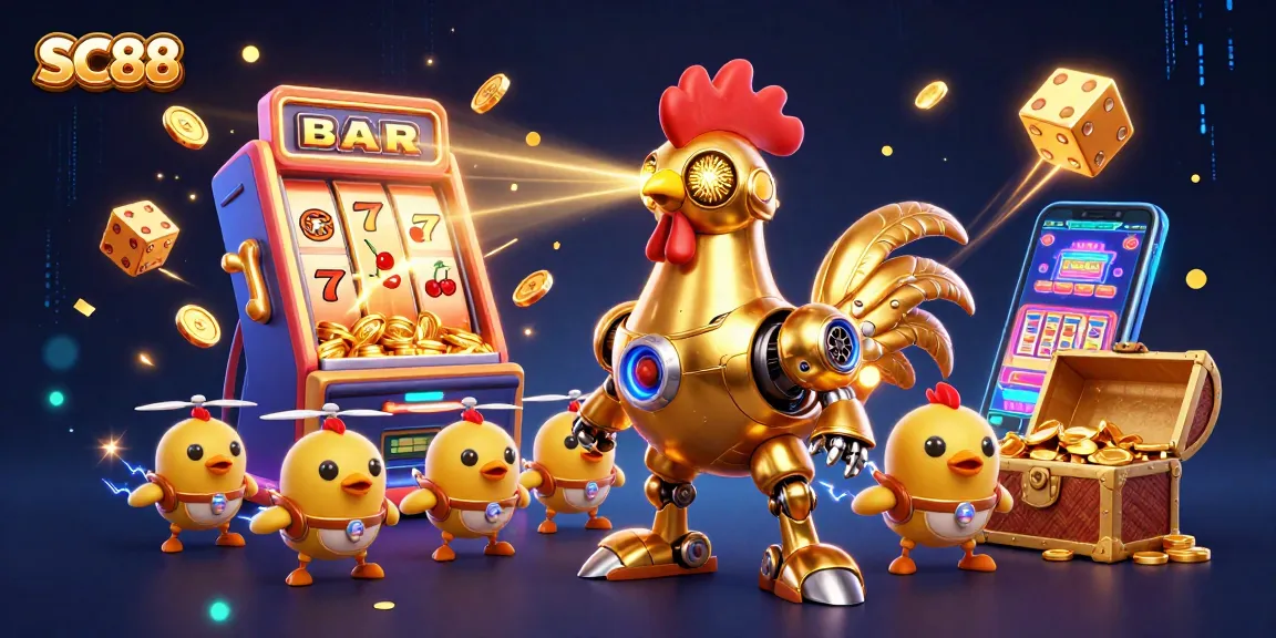 Experience the thrill of SC88 with laser-shooting robots and dazzling casino elements!