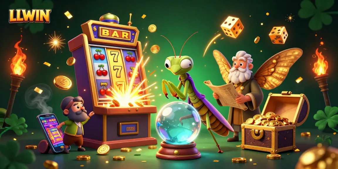 LLWIN showcases an exciting casino environment with a mystical fortune teller and vibrant gaming elements.