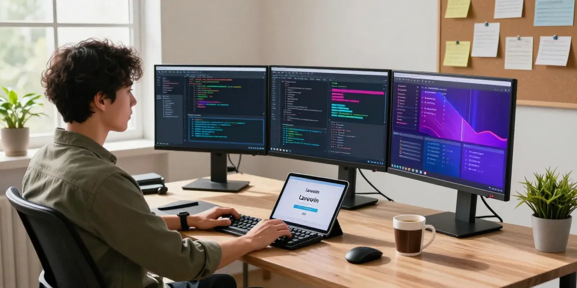 Experience seamless access with the lavowin login at a modern developer's workspace.