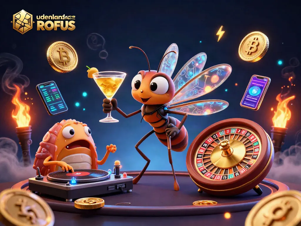 Engage with udenlandske casinoer uden ROFUS featuring a lively 3D mosquito mascot, trilobite DJ, and golden roulette.