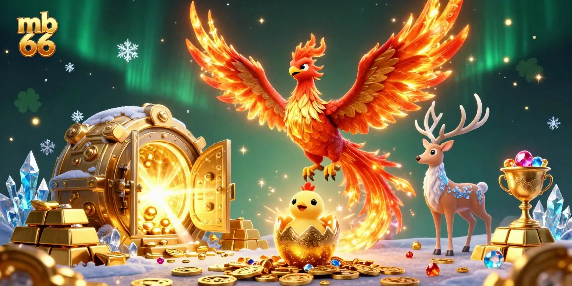 Experience the magic of mb 66 with a dynamic casino scene featuring rich treasures and mythical characters.