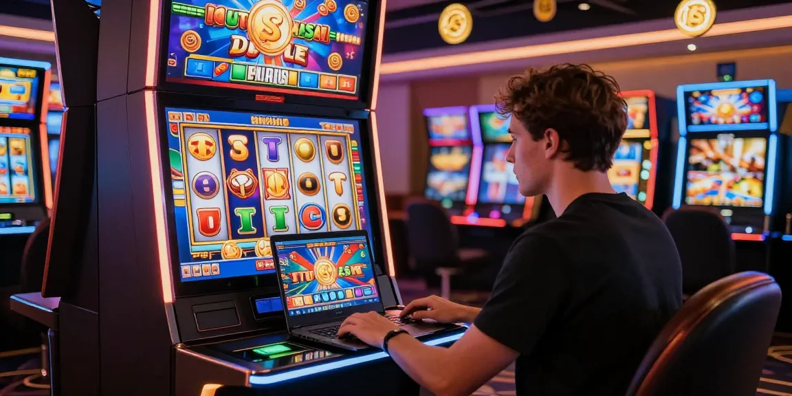 Exciting slot gacor gaming moment featuring a player engaging with vibrant online casino interface.