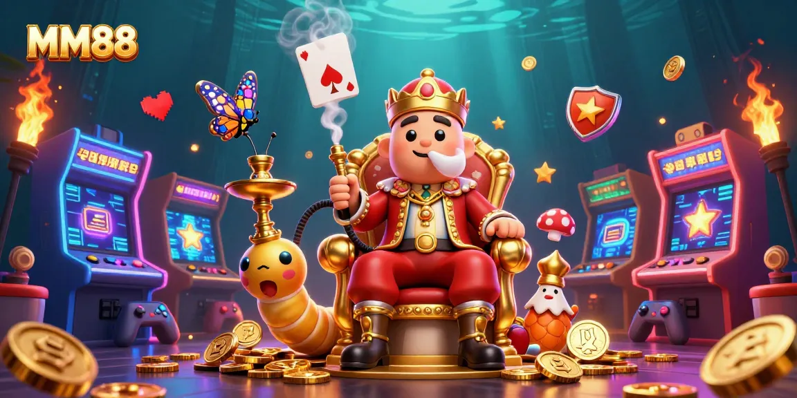 Experience the thrill of MM88 with a vibrant illustration featuring exciting casino elements and characters.