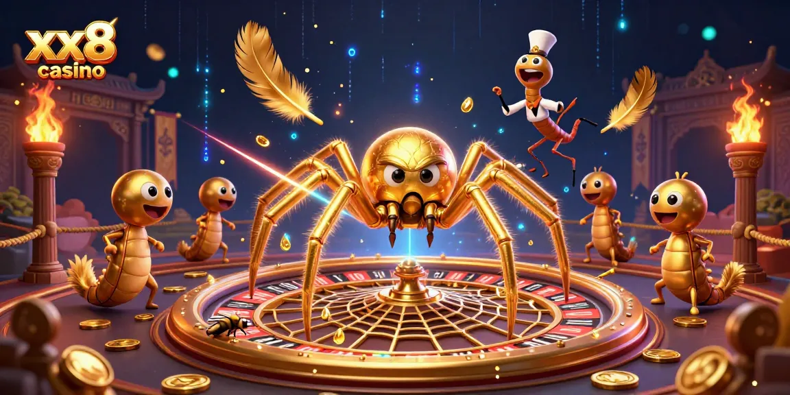 Experience thrilling adventures at xx8 casino as characters spin and bet in a vibrant 3D scene.