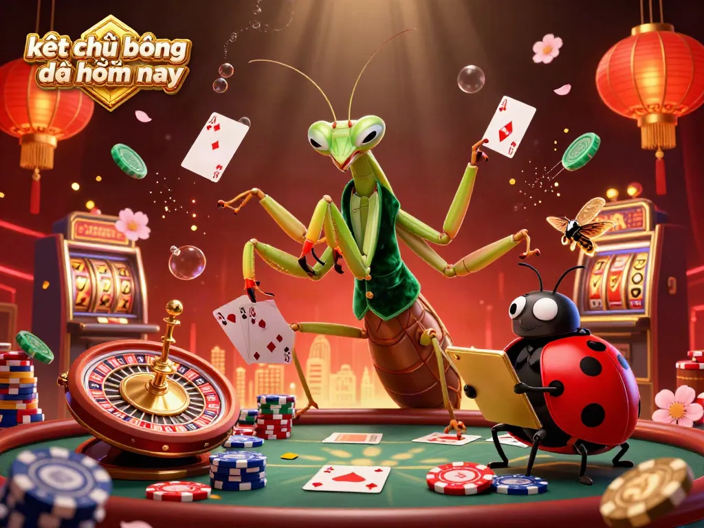 Experience thrilling strategies with kết quả bóng đá hôm nay, featuring animated poker elements and gleaming casino visuals.