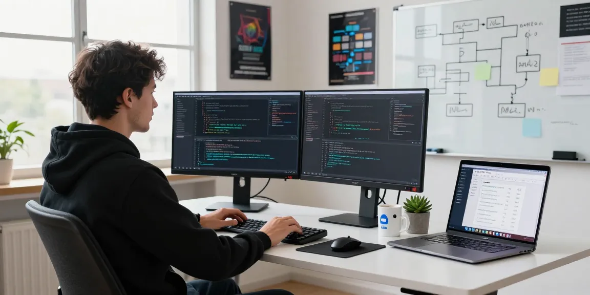 Latest tech updates gourmeticat in a vibrant software development environment showcasing coding and creativity.