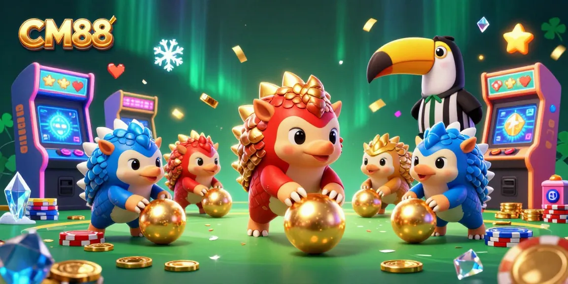 CM88 pangolins bowl through stacks of poker chips, highlighting dynamic casino gameplay.
