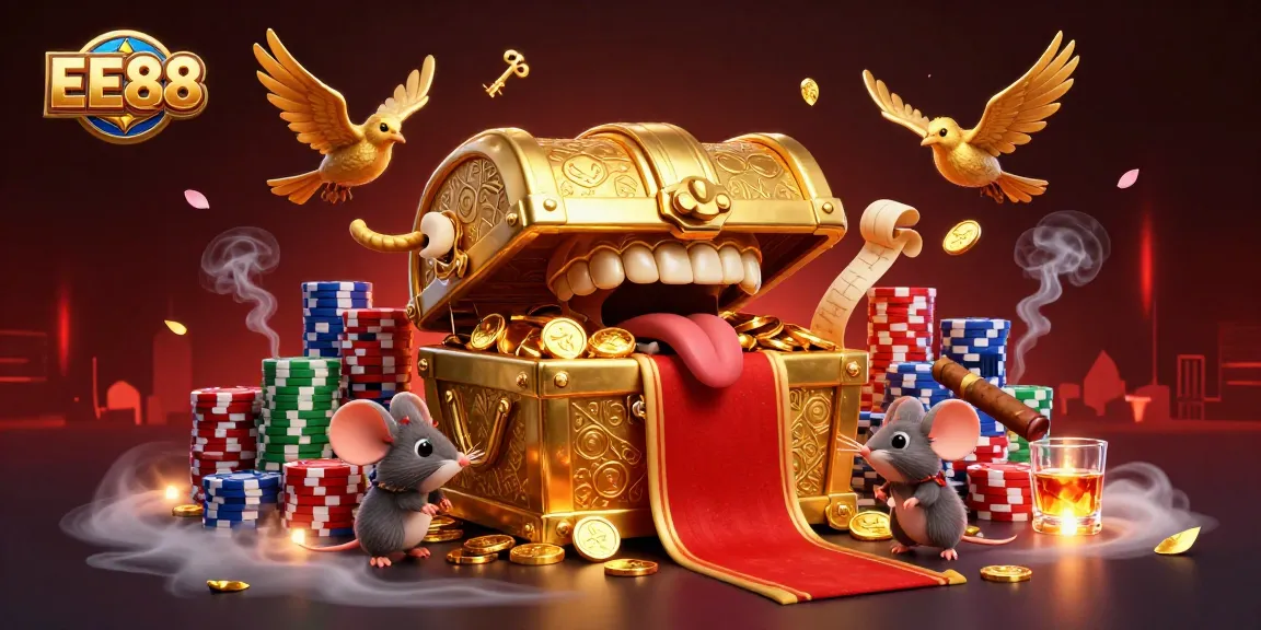 Experience thrilling gameplay at EE88 with cartoon characters and poker elements in a vibrant casino scene.
