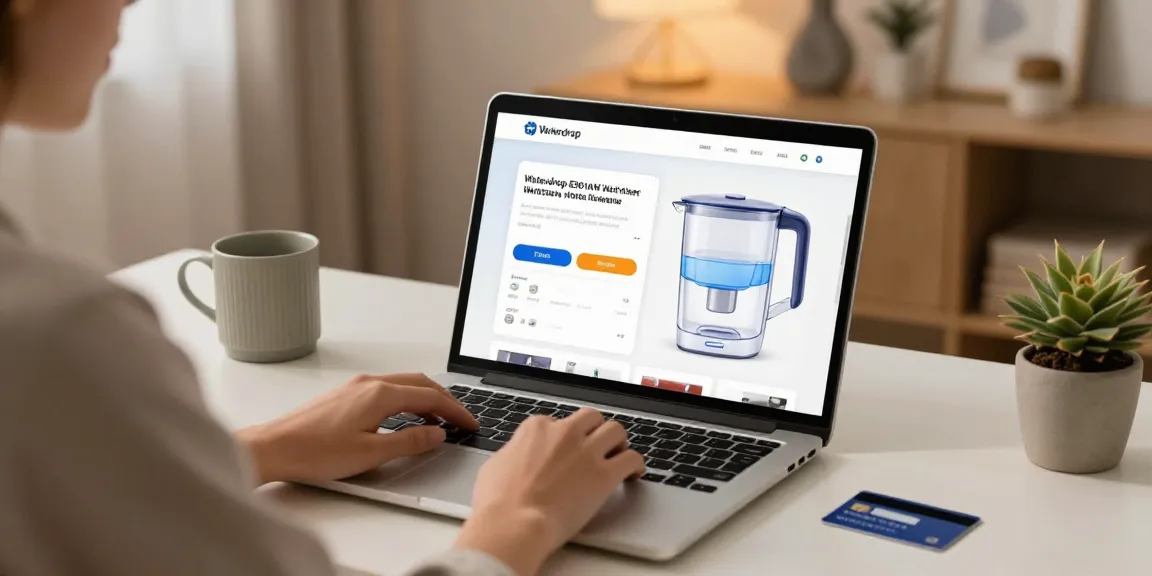 Waterdrop ED01AW Electric Water Filter Pitcher and online shopping experience showcasing the best deals in a digital marketplace.