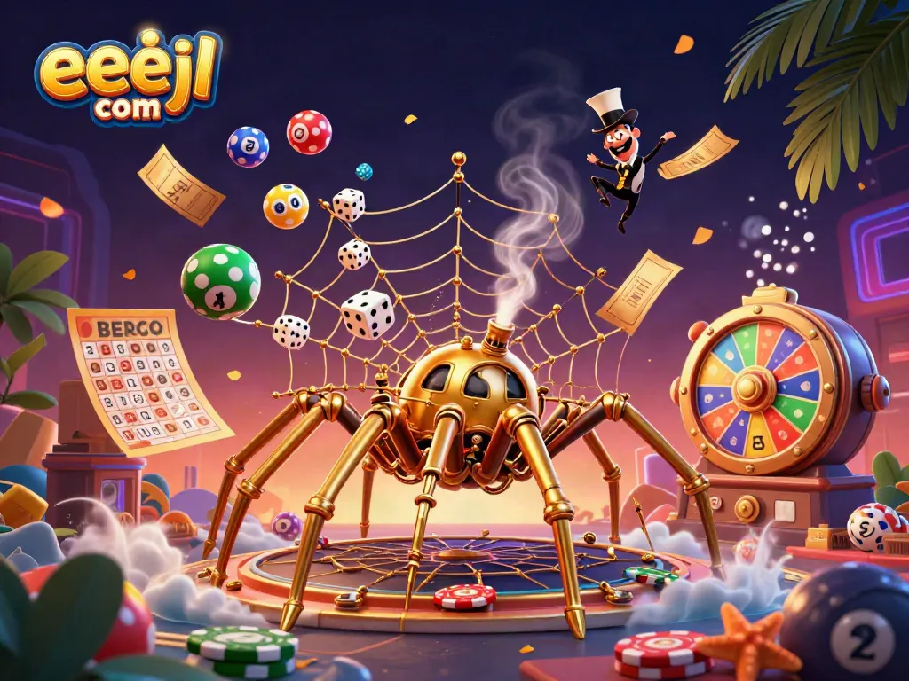Experience the excitement of eejl com with this vibrant casino-themed illustration.
