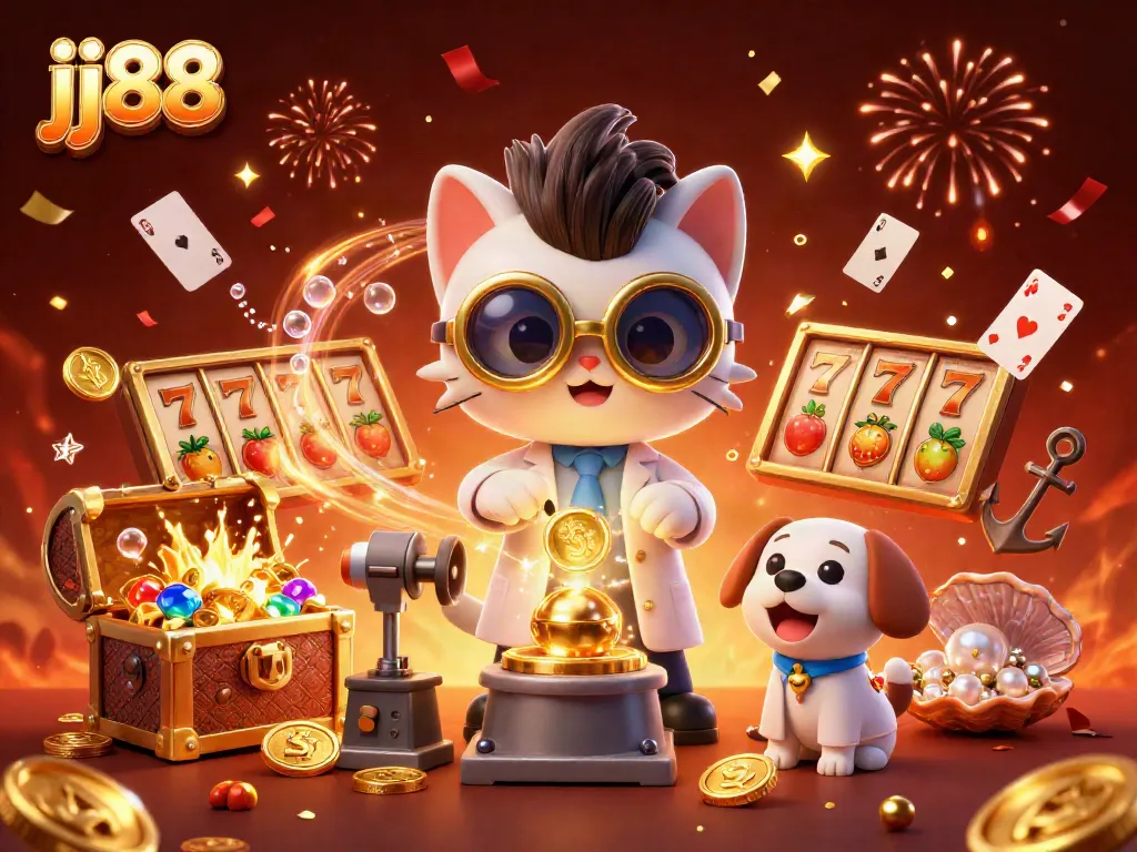 Spin the jackpot reels with jj88 in this vibrant casino-themed illustration full of excitement.