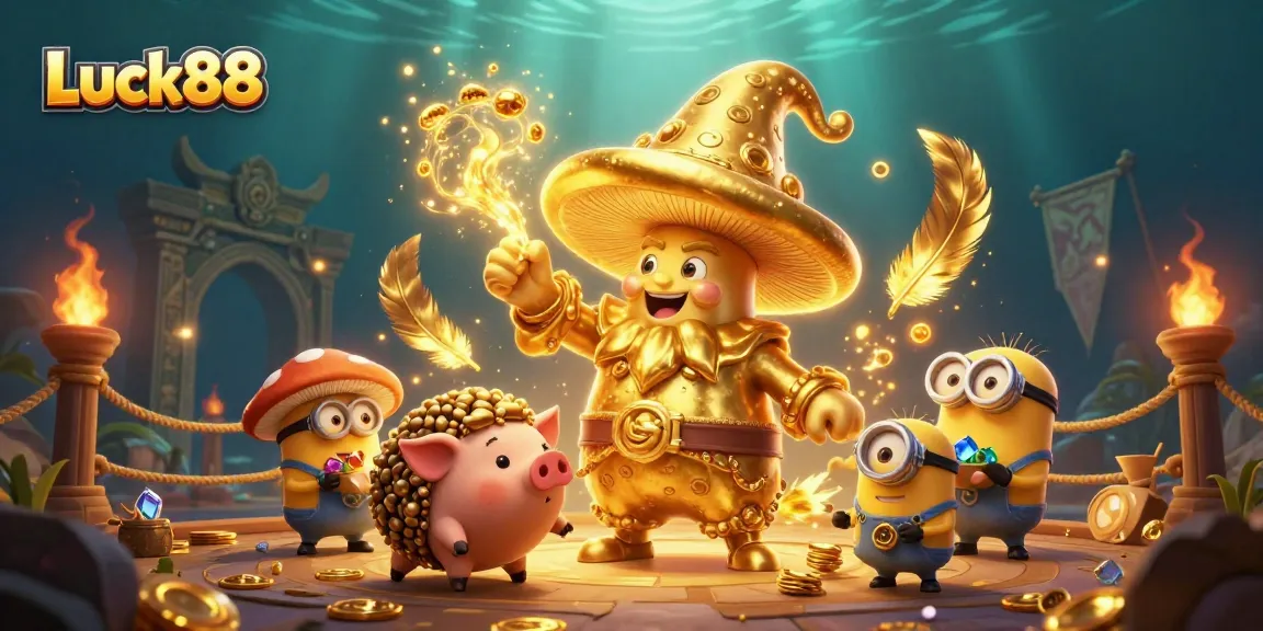Experience the magic of Luck88 as golden symbols and treasure fill the scene.