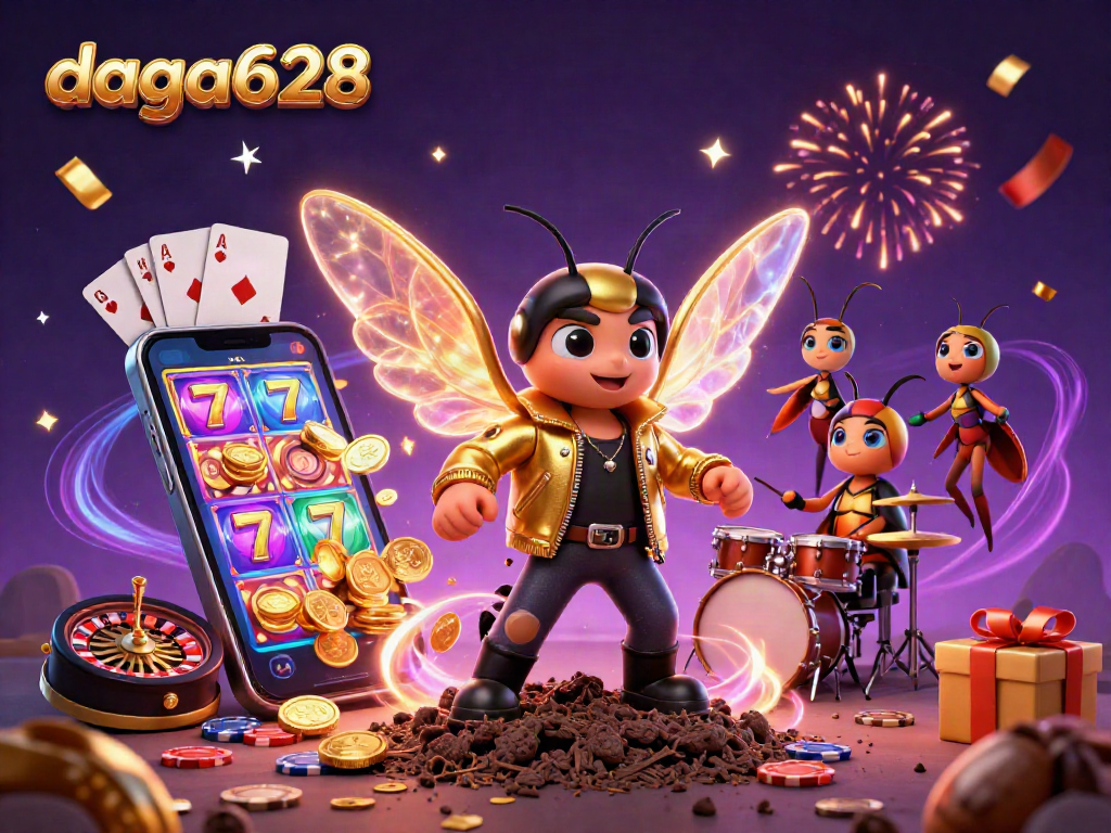 Engage with daga628's thrilling casino experience featuring a rock star cicada and exciting gaming elements.