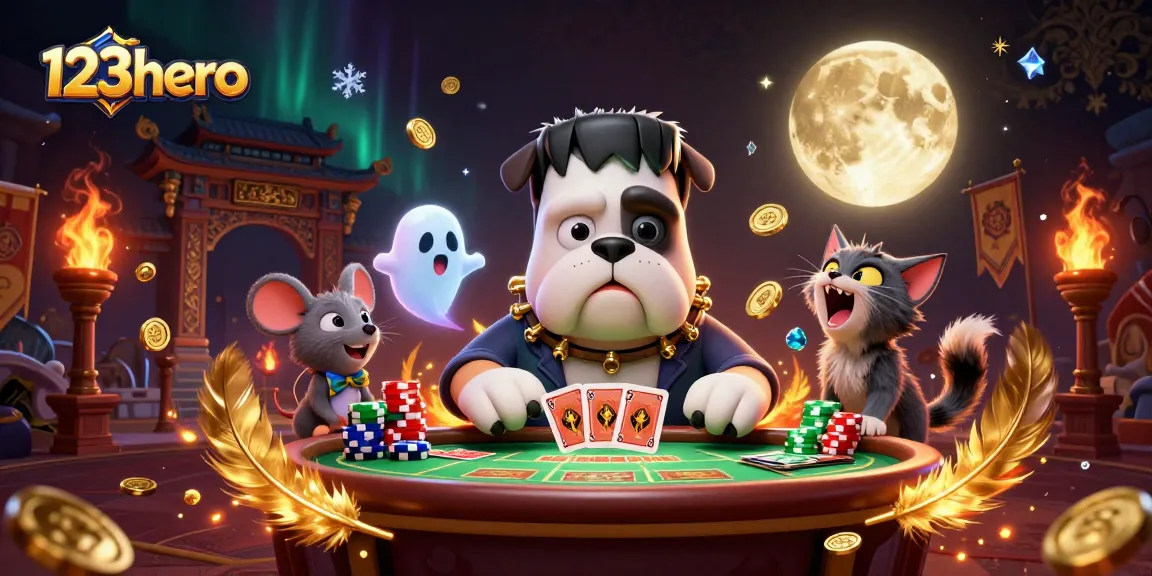 Experience thrilling gameplay with 123hero's spooky casino scene featuring unique characters and vibrant elements.
